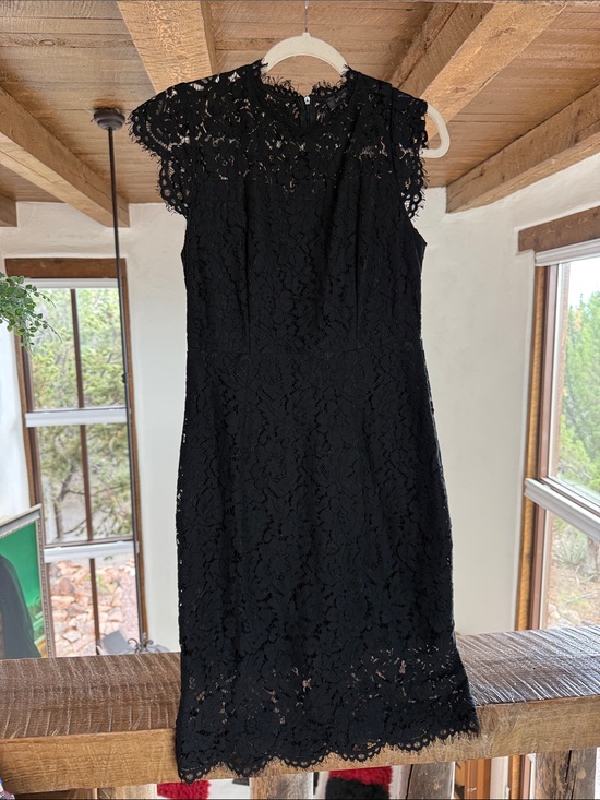 Merokeety Dresses & Skirts - Black Lace Midi Dress with Cap Sleeves